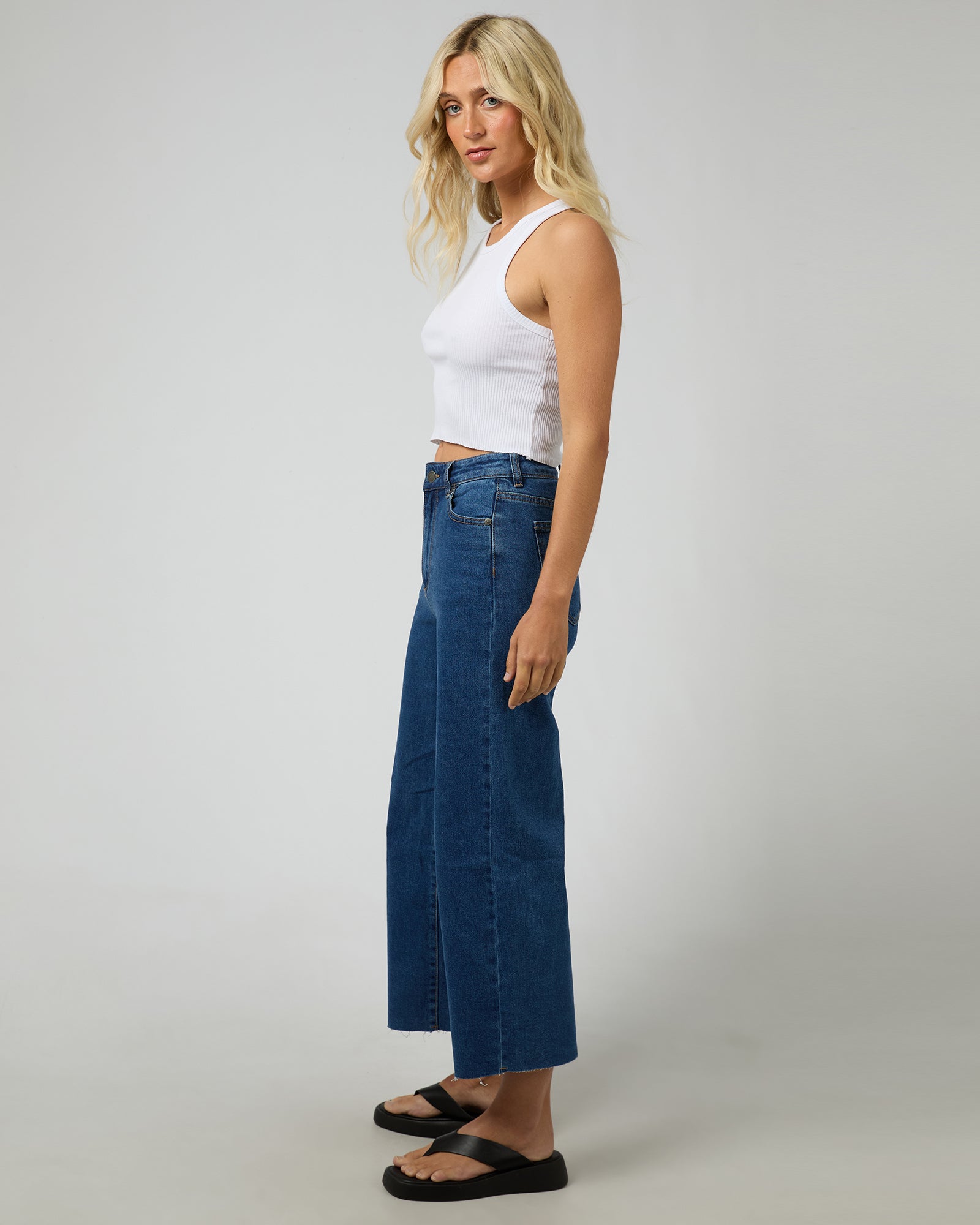 All About Eve Charlie High Rise Wide Leg - Mid Blue by Artikle Clothing