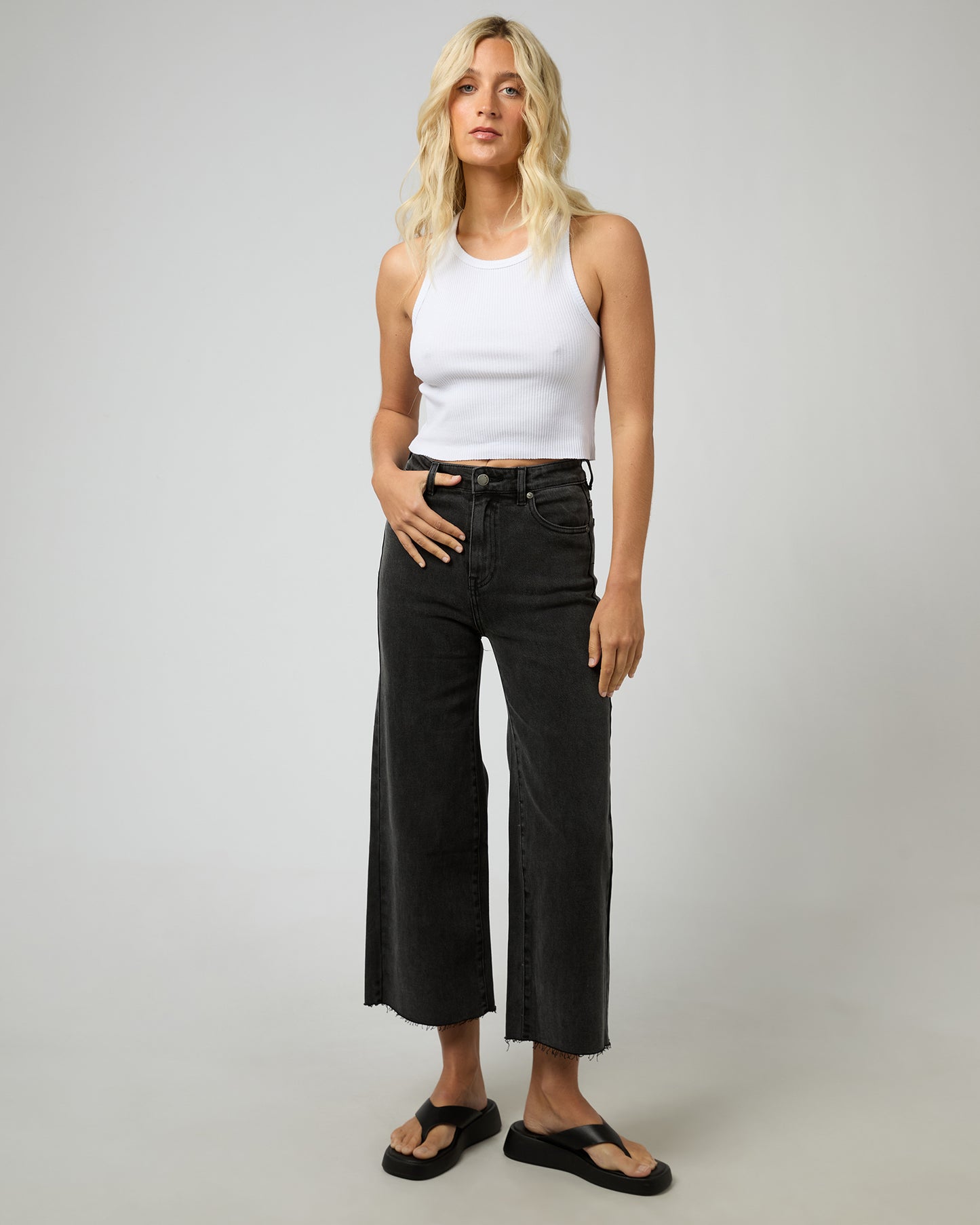 All About Eve Charlie High Rise Wide Leg - Washed Black by Artikle Clothing