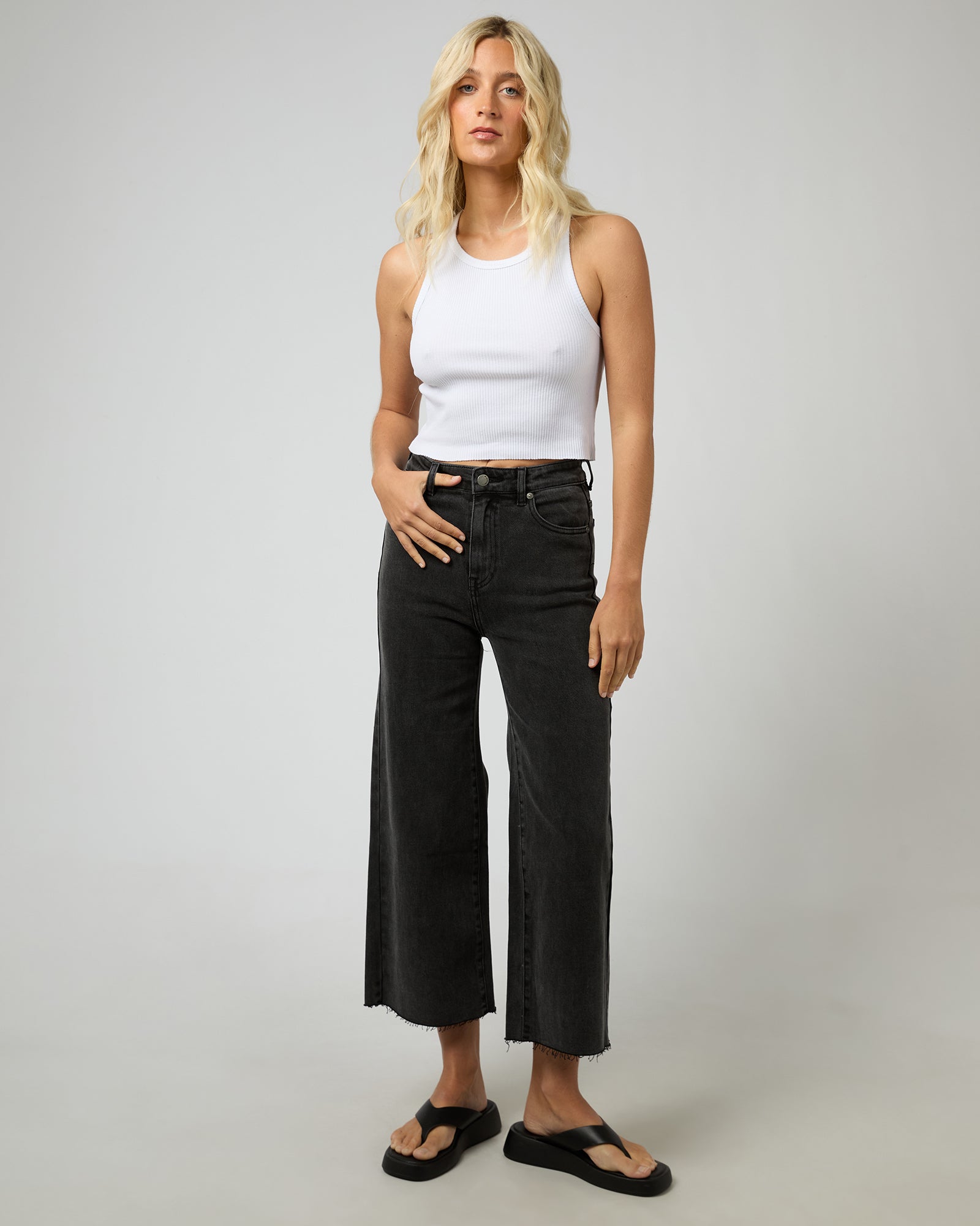 All About Eve Charlie High Rise Wide Leg - Washed Black by Artikle Clothing