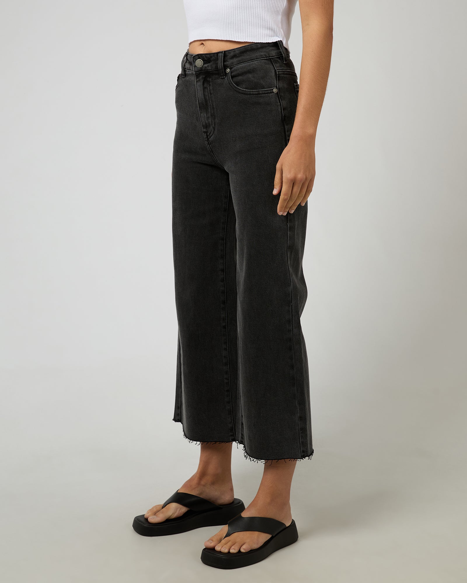 All About Eve Charlie High Rise Wide Leg - Washed Black by Artikle Clothing