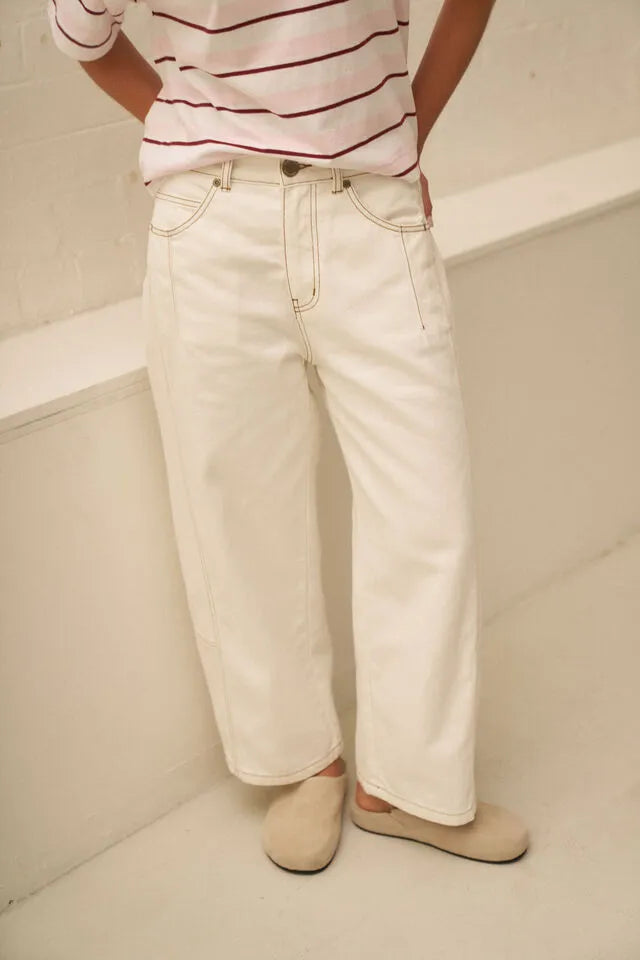 Ceres Life Demi Barrel Jean in Ecru by Artikle Clothing