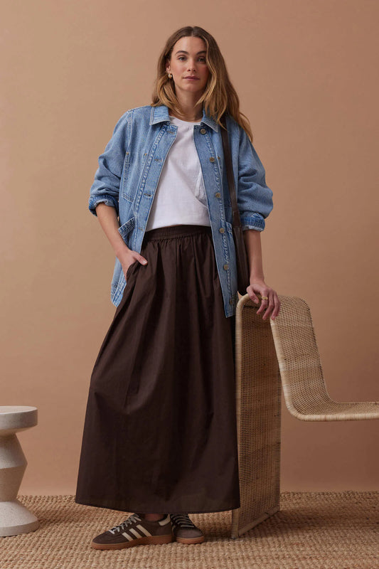 Poplin Maxi Skirt - Chocolate by Artikle Clothing