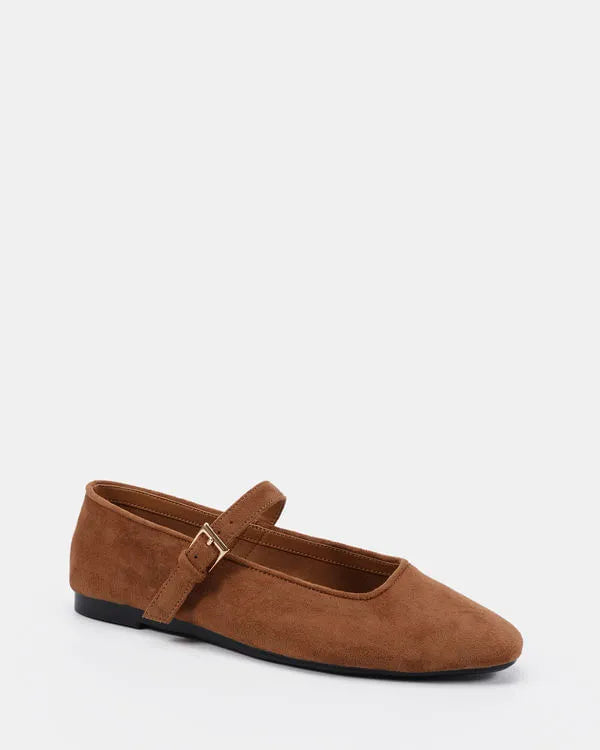 Novo Calmly Ballet Flat - Espresso Suede by Artikle Clothing