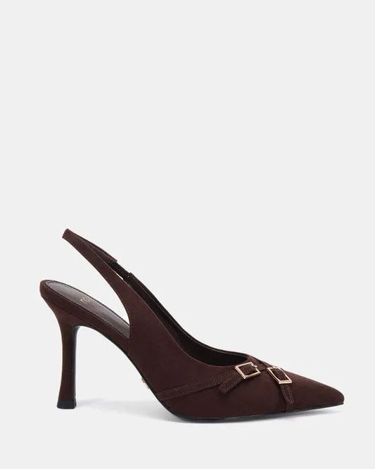 Novo Iggi Court Heel - Espresso Suede by Artikle Clothing