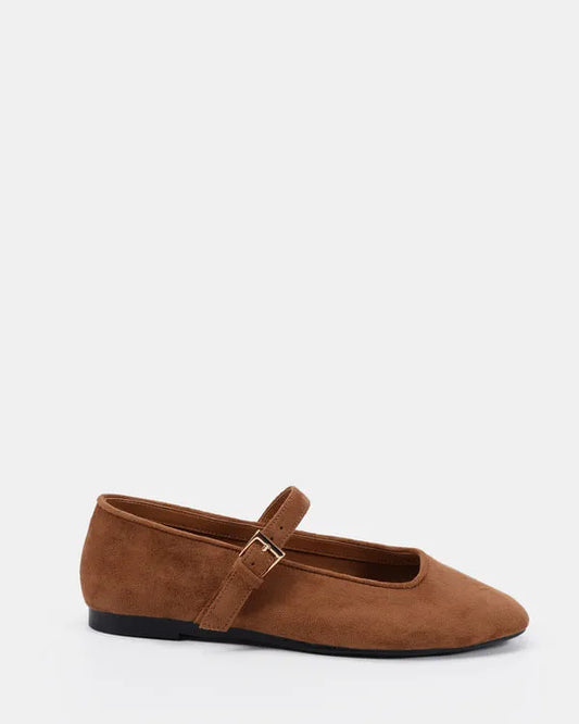 Novo Calmly Ballet Flat - Espresso Suede by Artikle Clothing