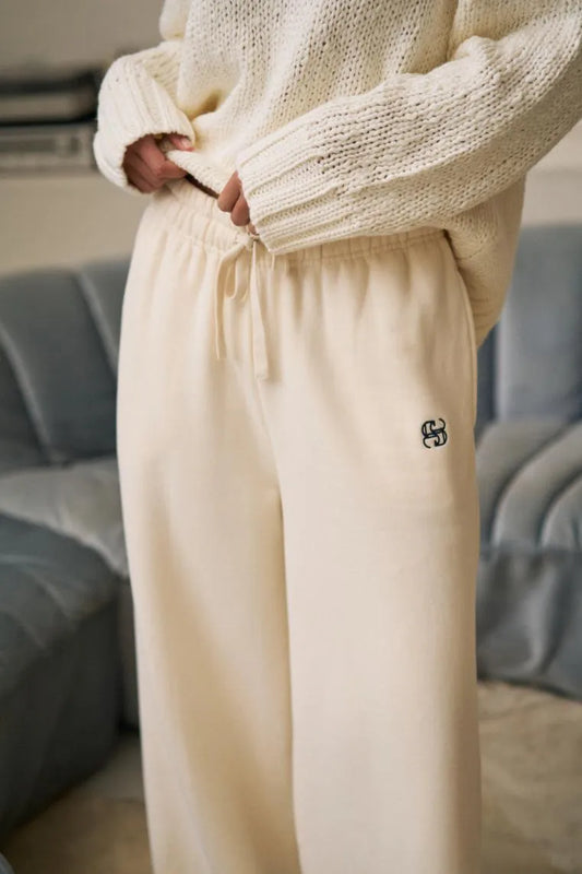 Ceres Life Ivy Wide Leg Trackpant - Marshmallow by Artikle Clothing