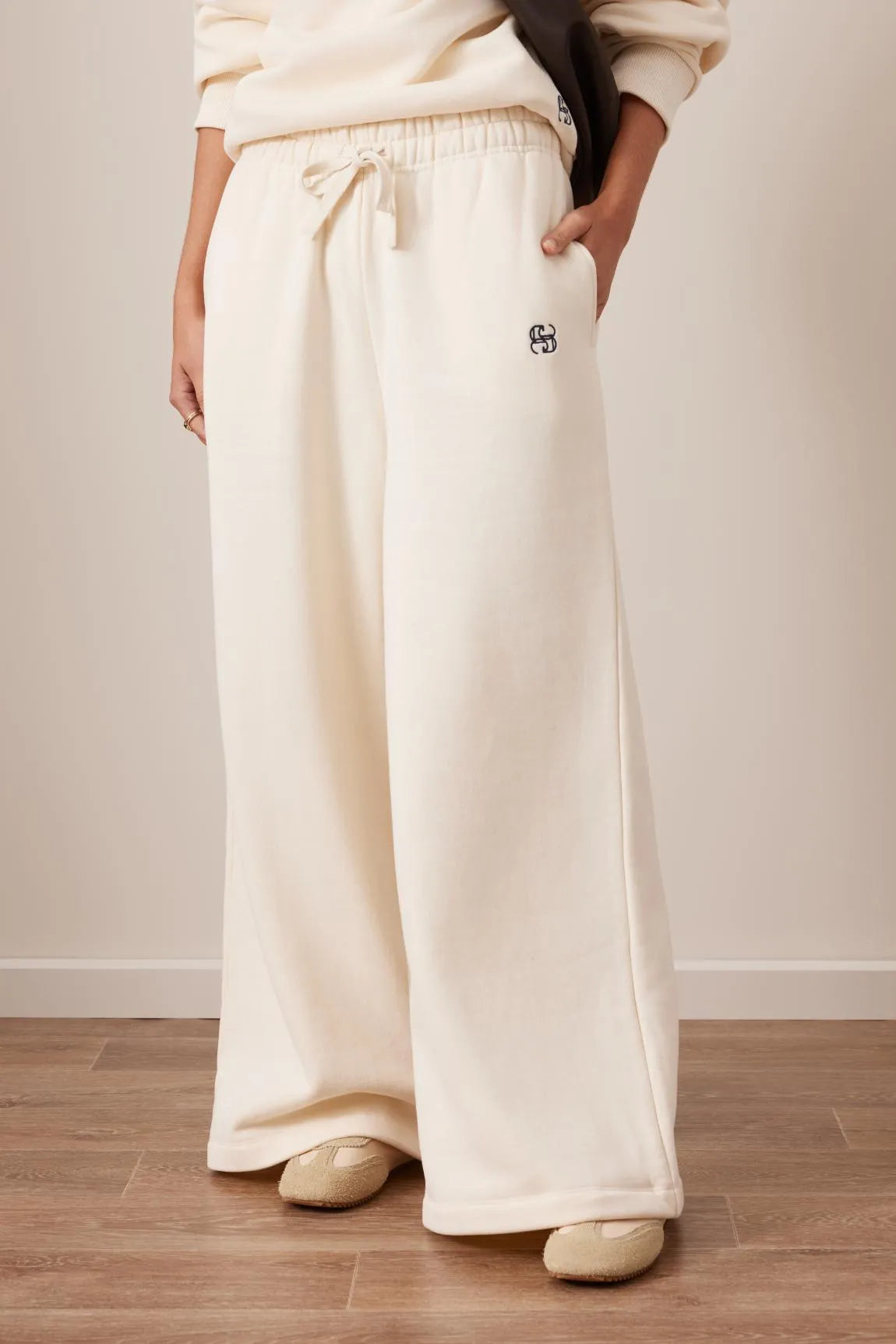 Ceres Life Ivy Wide Leg Trackpant - Marshmallow by Artikle Clothing