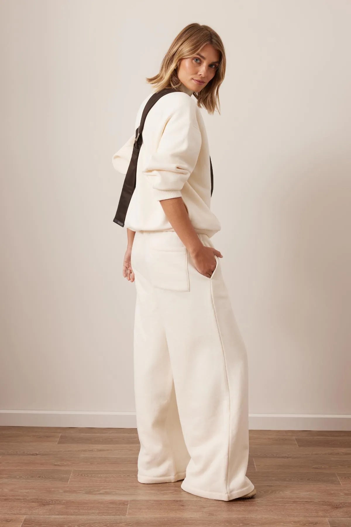 Ceres Life Ivy Wide Leg Trackpant - Marshmallow by Artikle Clothing