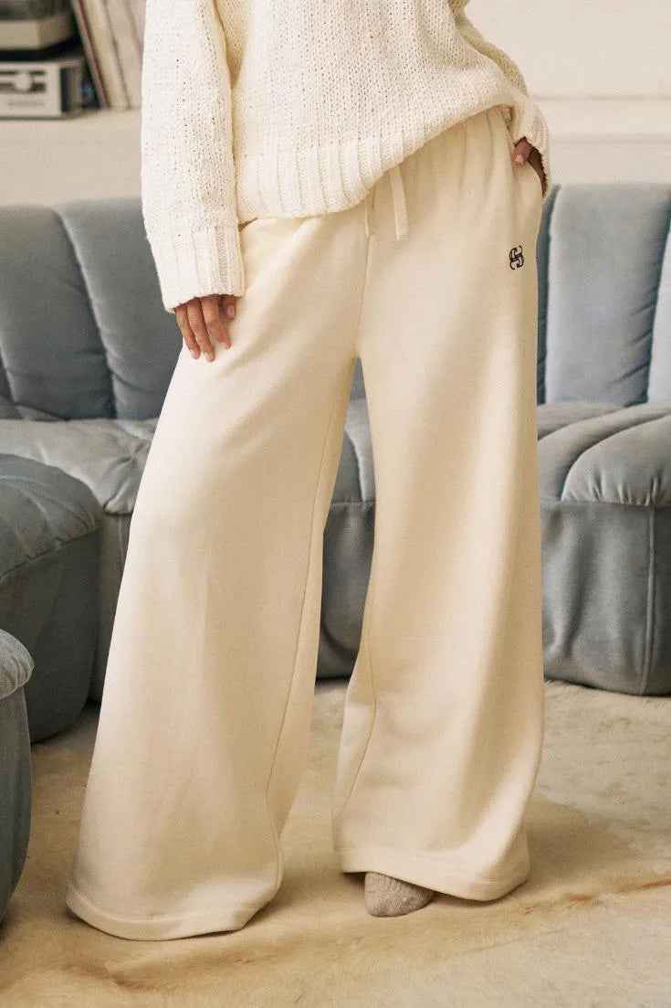Ceres Life Ivy Wide Leg Trackpant - Marshmallow by Artikle Clothing