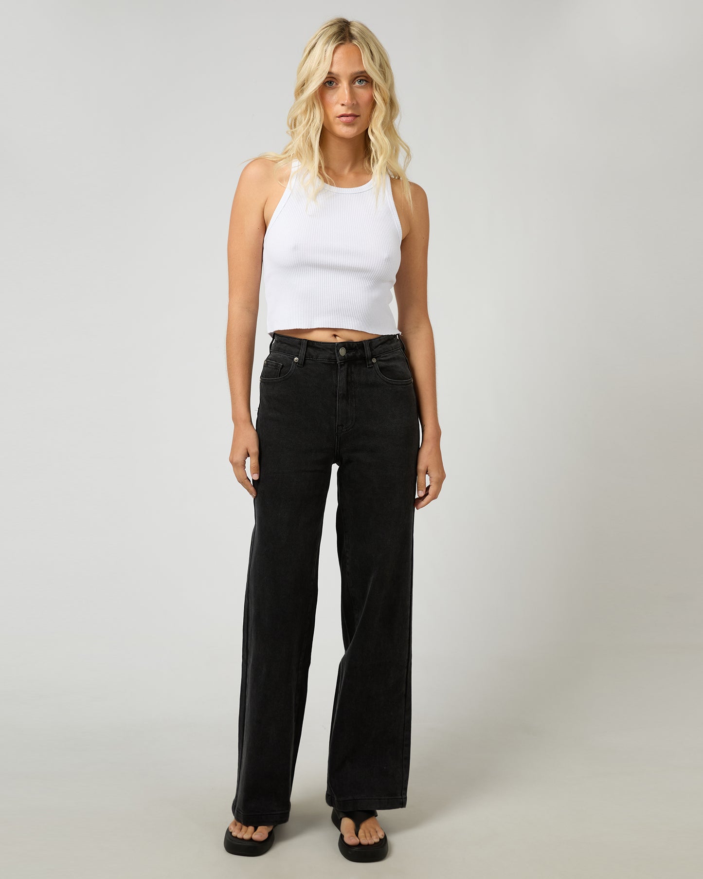 All About Eve Jacqui Wide Leg Washed - Black by Artikle Clothing