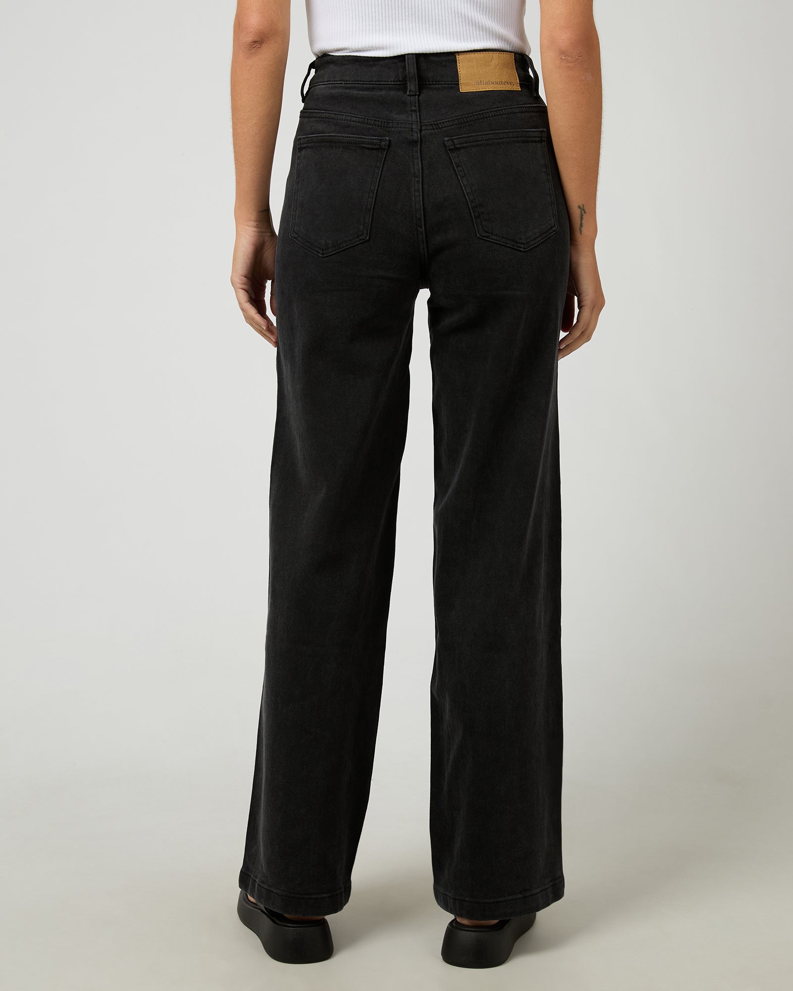All About Eve Jacqui Wide Leg Washed - Black by Artikle Clothing