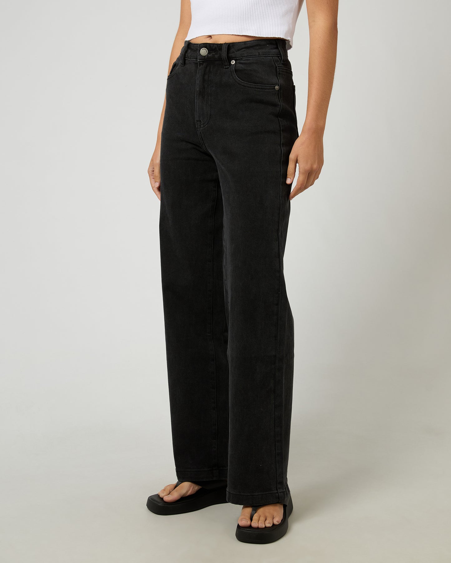 All About Eve Jacqui Wide Leg Washed - Black by Artikle Clothing