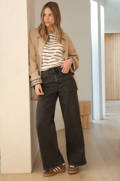 Ceres Life Evie Wide Leg Jean - Washed Black by Artikle Clothing