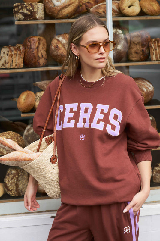 Ceres Life Isla Oversized Slouchy Crew - Burnt Toffee by Artikle Clothing